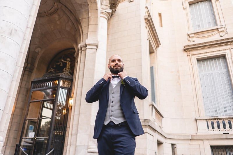 Groom in a black tuxedo