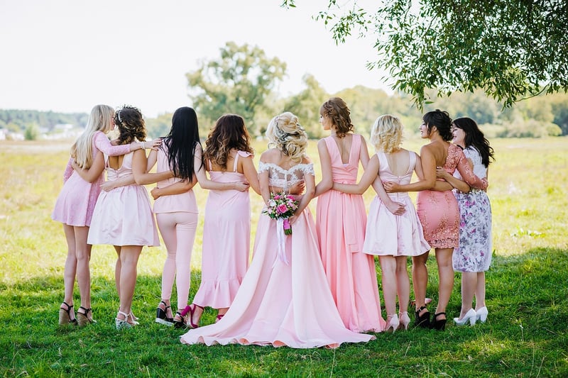 Wedding party in coordinated outfits